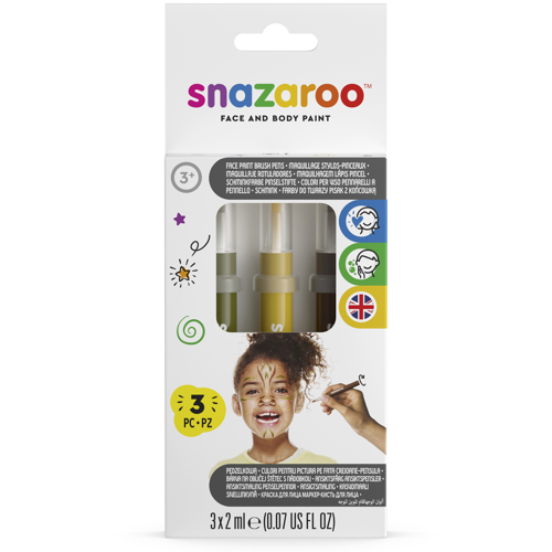 Snazaroo Face Paint Brush Pen Jungle Pack - ROW