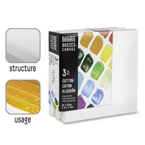 Liquitex Basics Set of 3 Cotton Canvases 20x20cm
