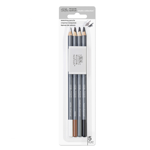 Winsor & Newton Studio Collection Sketching Pencil x5 With Eraser Blister Set