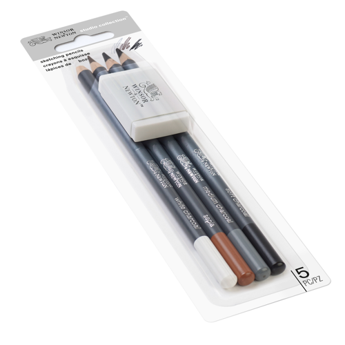Winsor & Newton Studio Collection Sketching Pencil x5 With Eraser Blister Set
