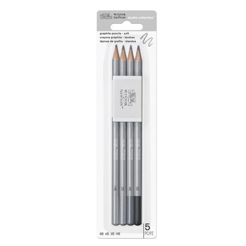 Winsor & Newton Studio Collection Graphite Pencil Soft x5 With Eraser