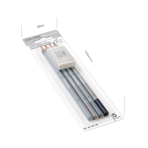 Winsor & Newton Studio Collection Graphite Pencil Soft x5 With Eraser