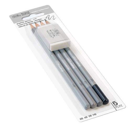 Winsor & Newton Studio Collection Graphite Pencil Soft x5 With Eraser