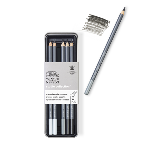 Winsor & Newton Studio Collection Charcoal Pencil x6 Assorted