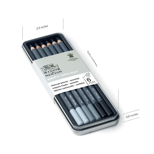 Winsor & Newton Studio Collection Charcoal Pencil x6 Assorted