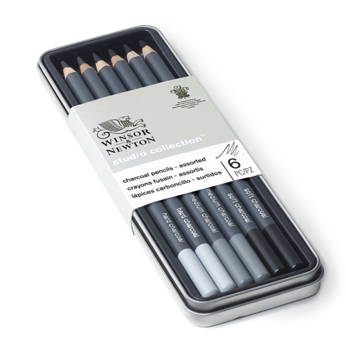 Winsor & Newton Studio Collection Charcoal Pencil x6 Assorted