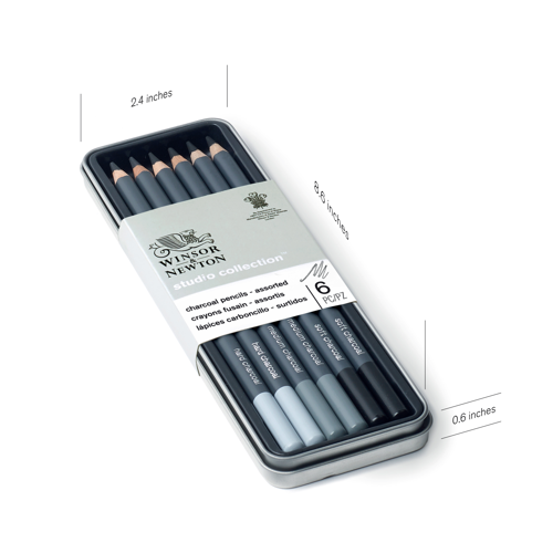 Winsor & Newton Studio Collection Charcoal Pencil x6 Assorted