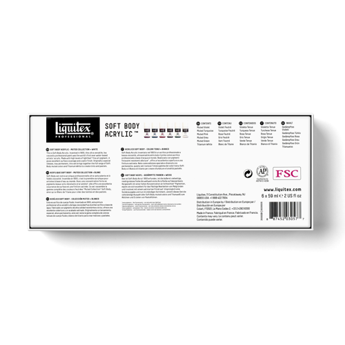 Liquitex Professional Soft Body Acrylic Set - 6x59ml - Muted Collection + White