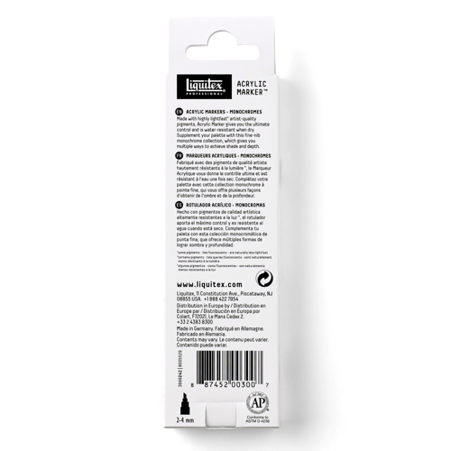 Liquitex Professional Acrylic Marker Set - 3x2mm - Monochromes
